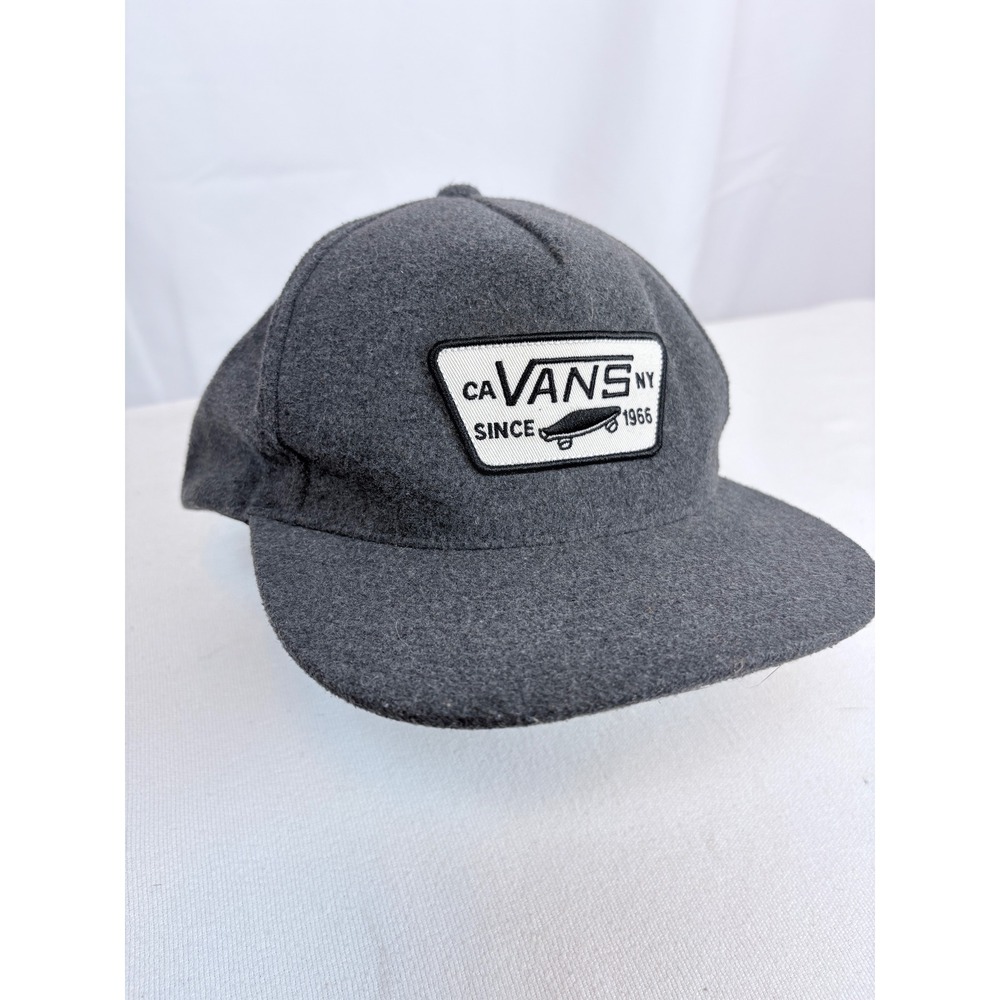 Vans Off The Wall Snapback Hat Gray Cotton Blend Knit Skate Streetwear SoCal